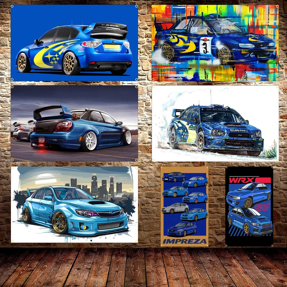 2X3Fts 3X5Fts WRX JDM CAR Flag Polyester Printed Racing Car Poster Banner For Room Decor OutDoor Decor
