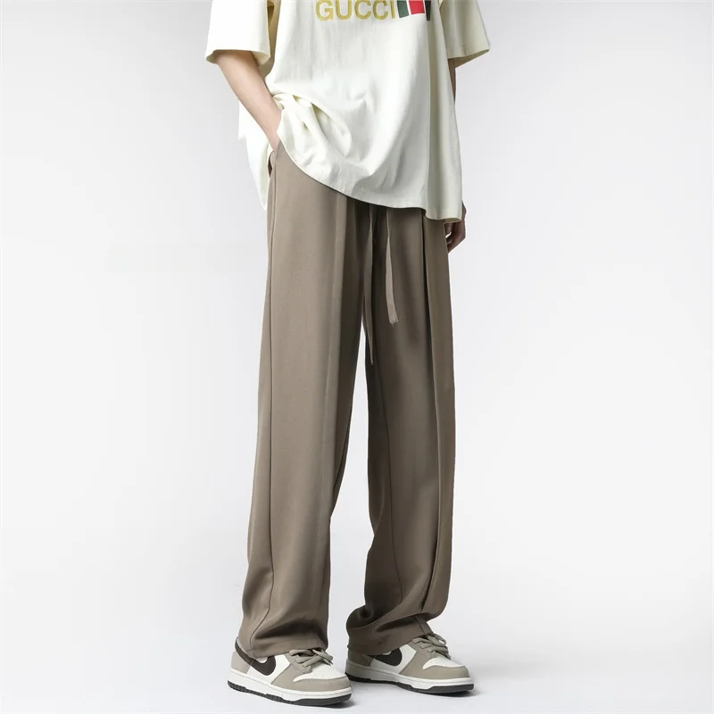 

Ice Silk Men's Summer Thin Loose Casual Pants Qui Dry Sport Trousers Drapey Straight Leg West Pants Faionable Youth Sle