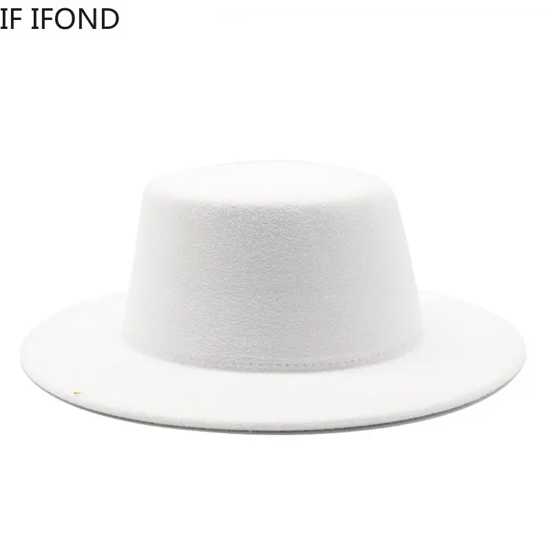 Autumn Winter Kids Felted Fedoras Hats for Boys Girls Solid Imitation Woolen Flat top Jazz Caps Childs Formal Dress Hats