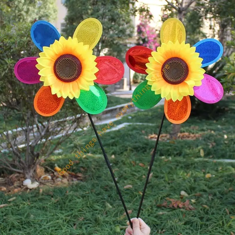 55KF 4Pcs Outdoor Reflective Yard Garden Wind Spinner Outdoor Wind Spinner Lawn Yard Garden Decoration Birthday