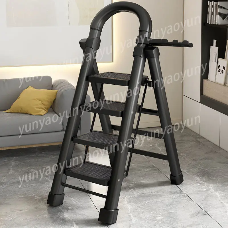 

Thickened Carbon Steel Folding Ladder Multifunctional Telescopic Step Ladder Indoor Household Use