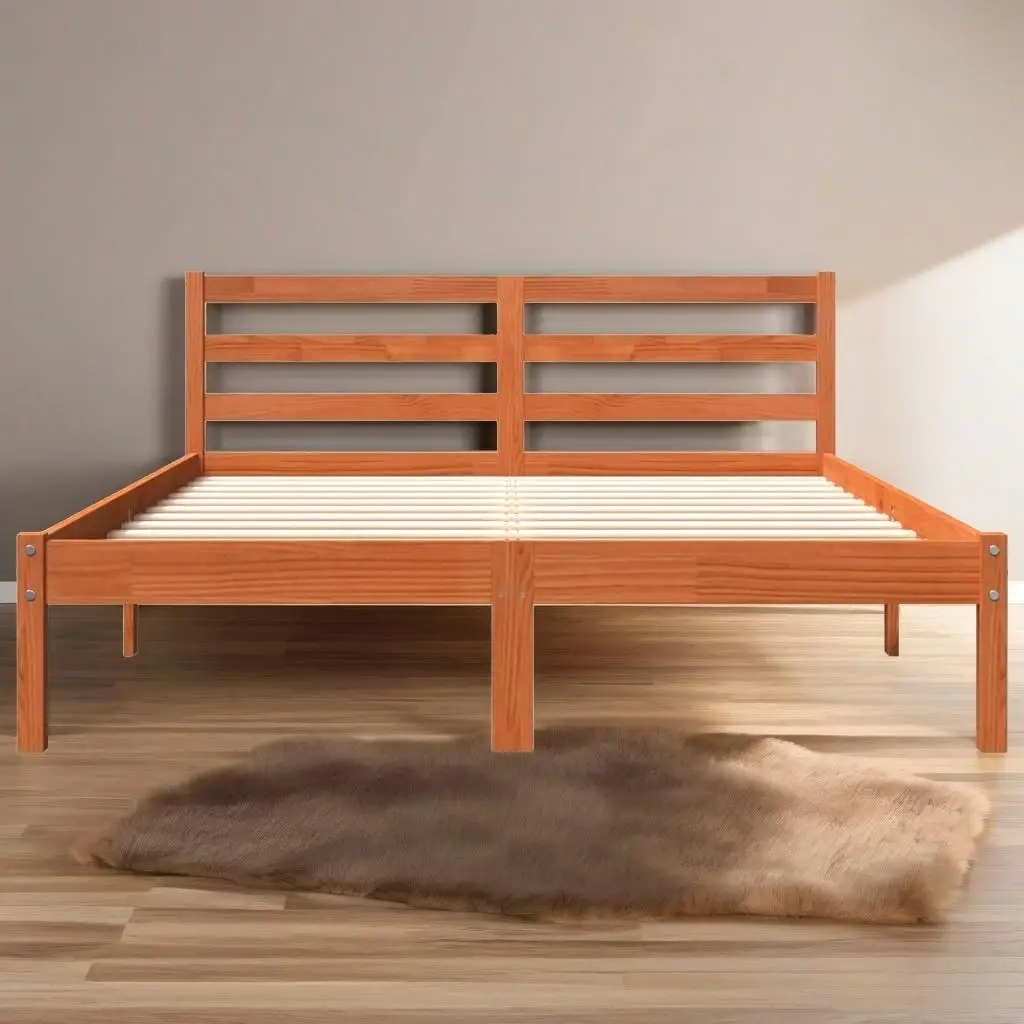 Bed Frame without Mattress Wax Brown 120x190 cm Small Double Solid Wood Pine