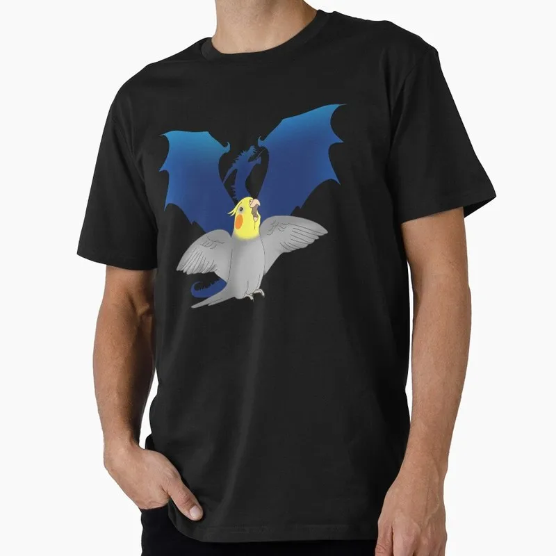 Dragon Cockatiel Funny Parrot Gift T-shirt for Birds Lover Short Sleeve Graphic Clothes All Size Tops Unisex Tee S-6XL
