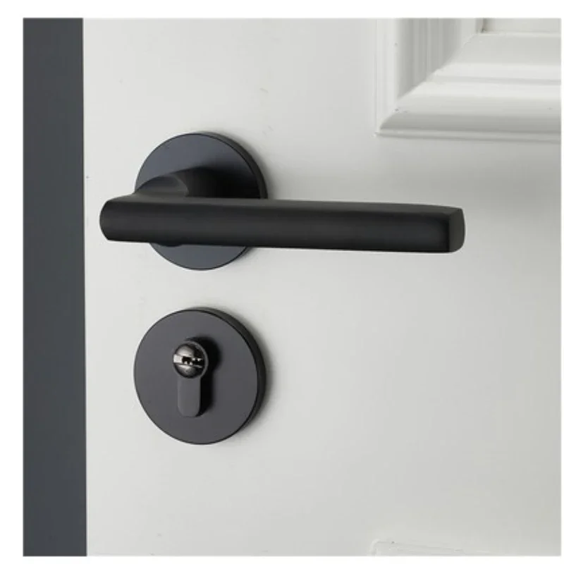 

Black space aluminum door handle Interior / Bedroom door lock Split Silent door lock ,Door hardware