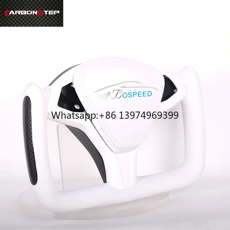 Wholesale Retail Yoke Shape Model X S Carbon Fiber Leather Steering Wheel for Tesla