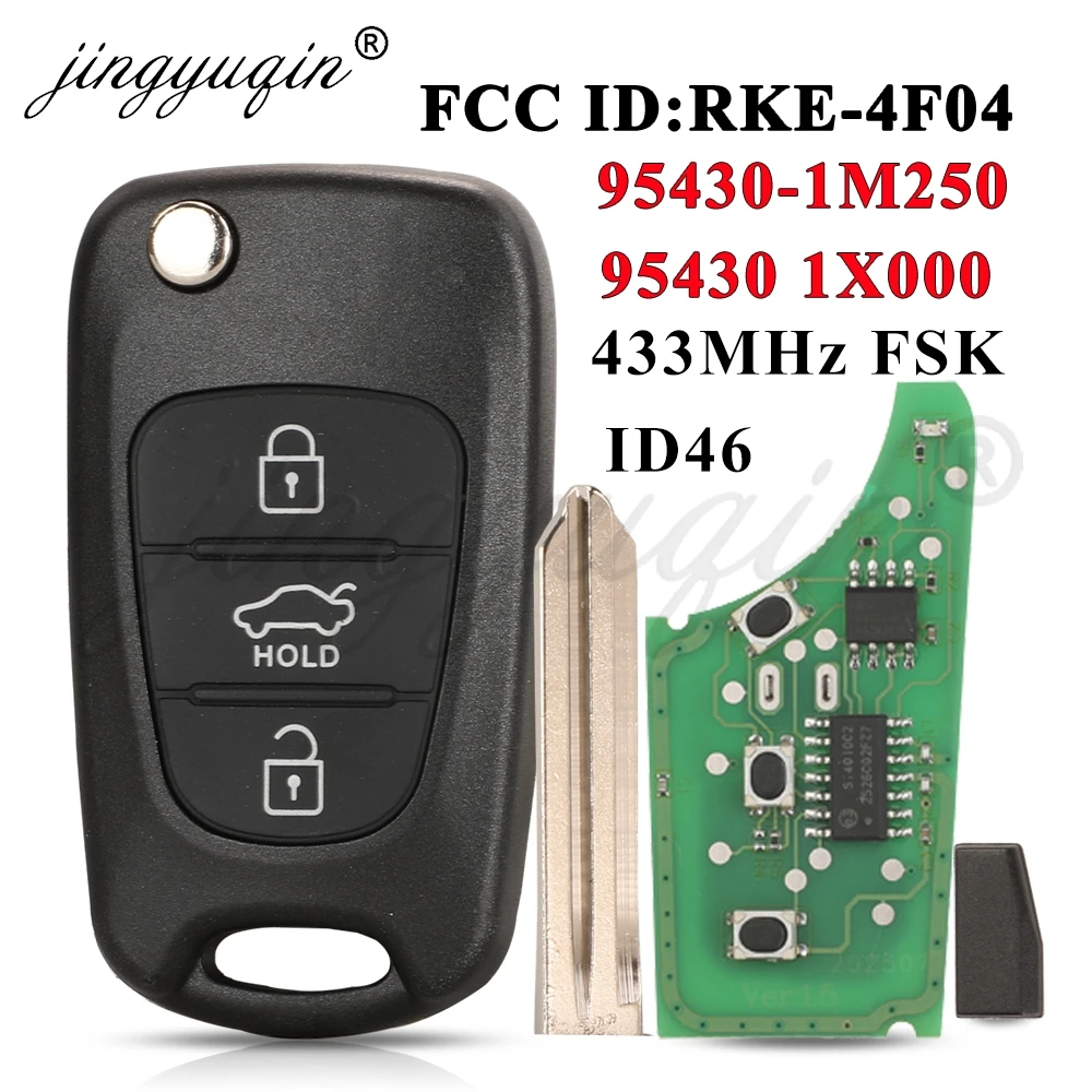 Jingyuqin 3BTN Remote Flip Car Key For Kia Cerato Forte Shuma 2010 2011 2012 2013 ID46 433Mhz 95430-1M250/1X000/1M251 RKE-4F04
