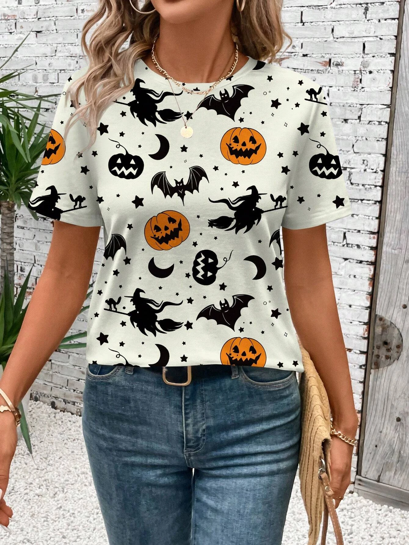 最新ゴーストパンプキングラフィック女性服半袖 Tシャツハロウィンコスチュームヒップホップストリート Y2k レディース服トップ Tシャツ