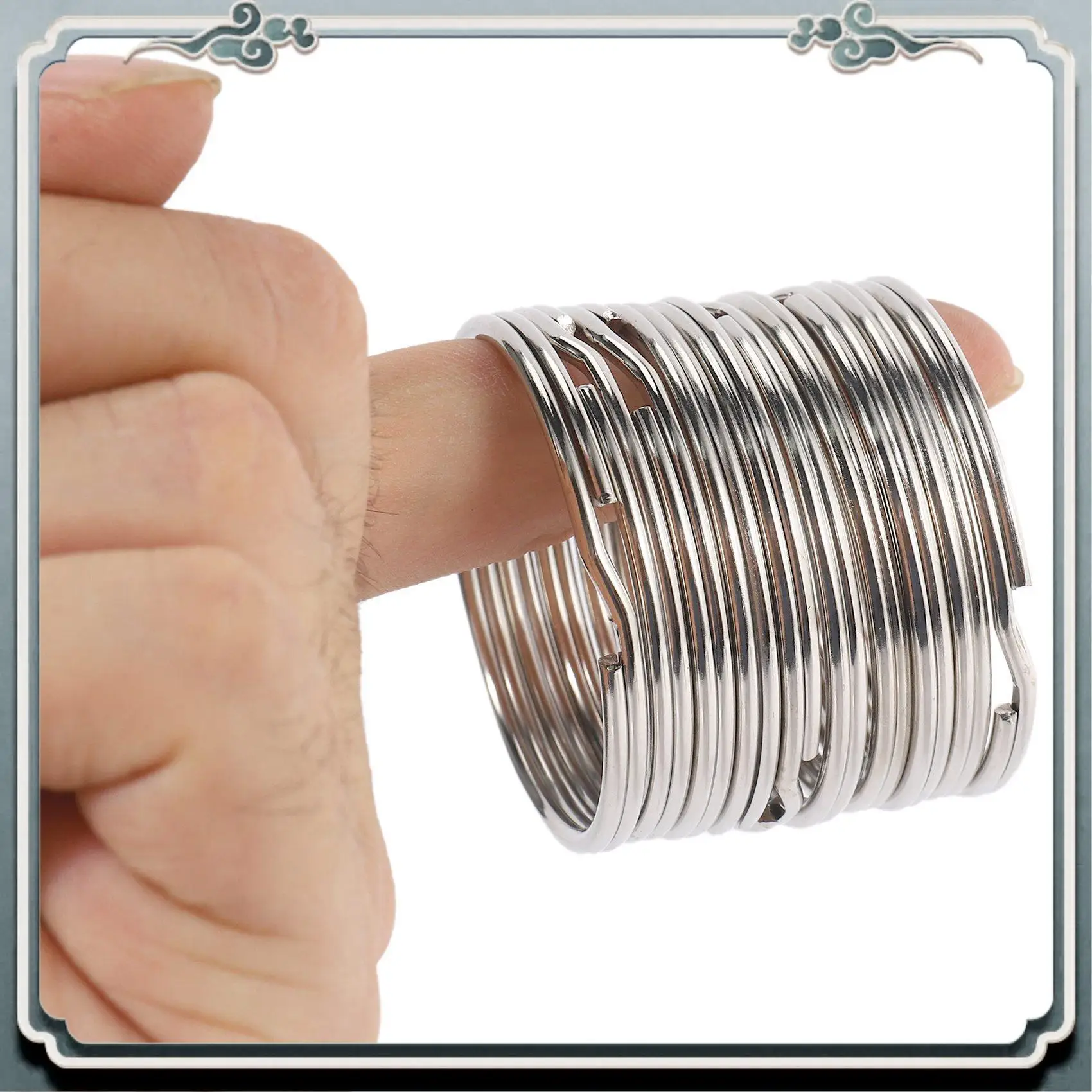 AC76-100X Quality 50Mm Keyring Split Ring Set Heavy Duty Large Nickel Key Loop Sprung Hoop