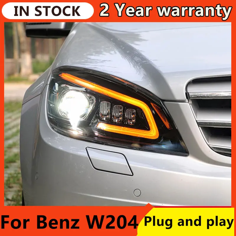 

For Benz W204 FULL LED Headlights 2007-2011 C200 C260 C300 DRL Dynamic Turn Signal LED Projector Lens High Beam Front Lamps