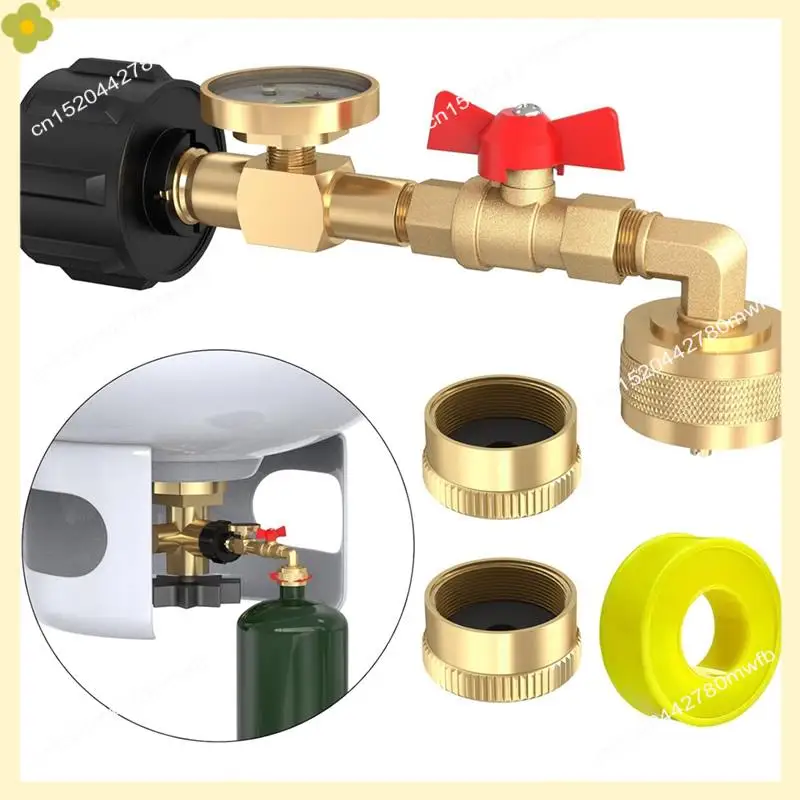 

Поворотный адаптер локтя для заправки пропана LDHL от 1 до 20 фунтов QCC1 Адаптер локтя для заправки пропана с манометром и регулирующим клапаном включения-выключения