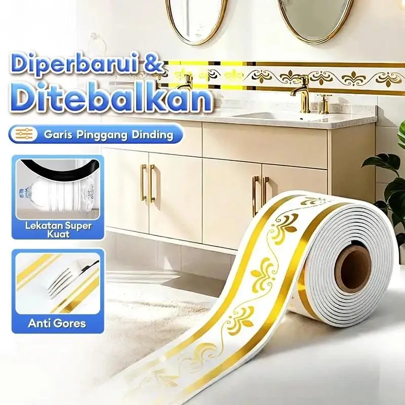 Wallpaper Design Wall Decor PVC Baseboard Wall Border Sticker Waterproof For Room Decor Wall Mounting Window Board Edge Line