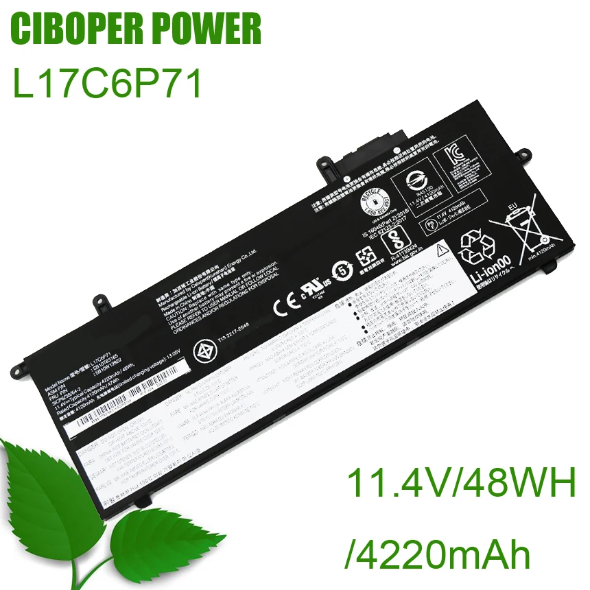 CP Laptop Battery L17C6P71 L17L6P71 L17M6P71 L17M6P72 L17C6P72 4220mAh/48Wh For ThinkPad X280 01AV470 01AV471 01AV472 SB10K9761