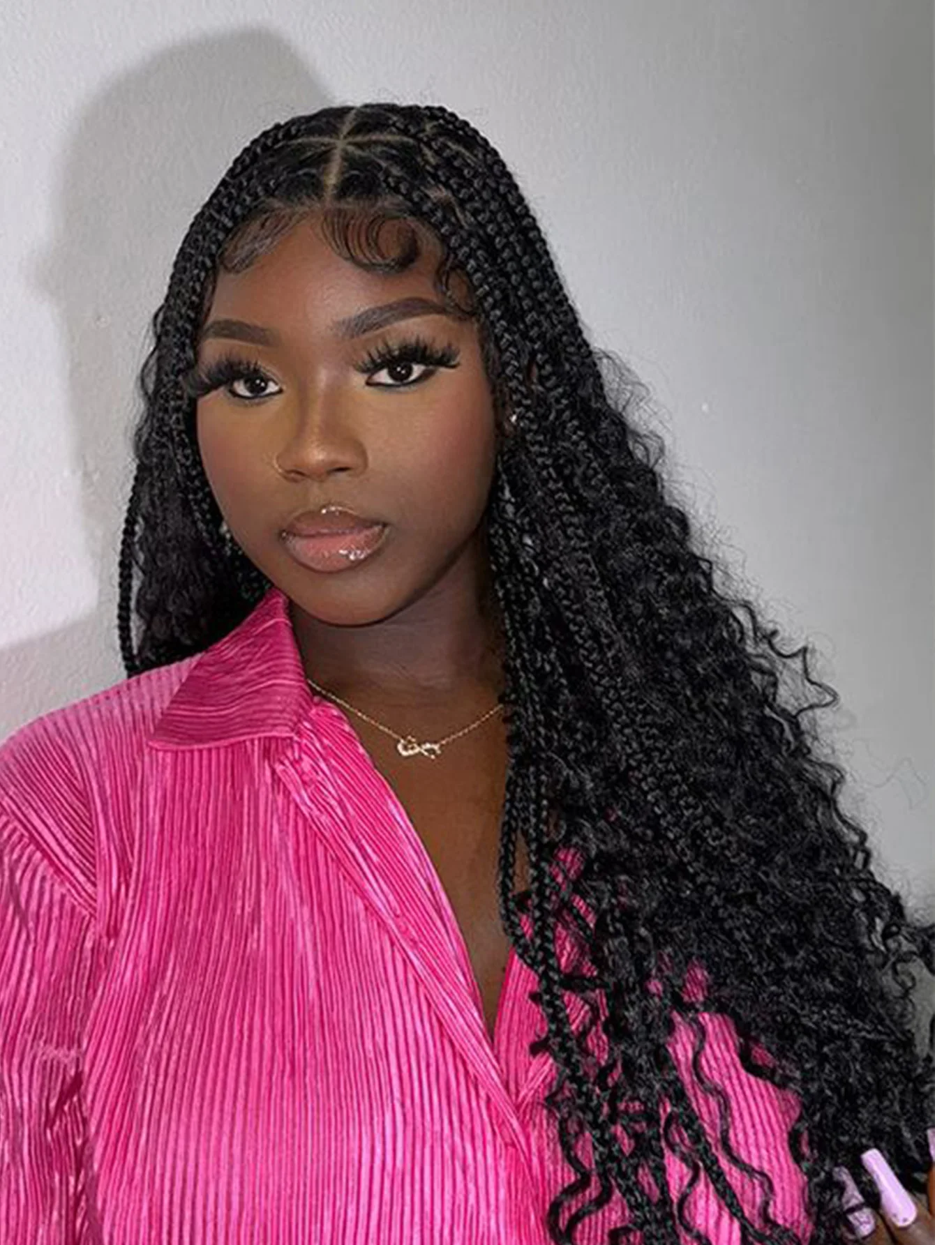 Synthetic Boho Braided Lace Front Wigs Box Braided Wig with Baby Hair Distressed Knotless Bohemian Braided Wig For Women 32Inch