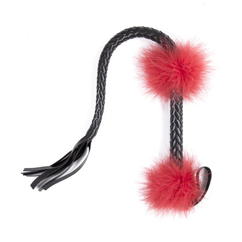 Mini látigo de serpiente con mango de felpa, cuero negro, caballo, equitación, corto, Flogger, paleta, Slapper, entrenamiento de caballos, látigos de salvia, 33cm