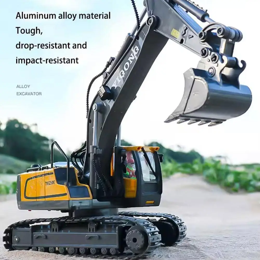 Rc حفارة 2.4g التحكم عن بعد حفارة شاحنة قلابة لعبة Rc سبيكة مركبة البناء المهنية سيارة محاكاة نموذج W9b7