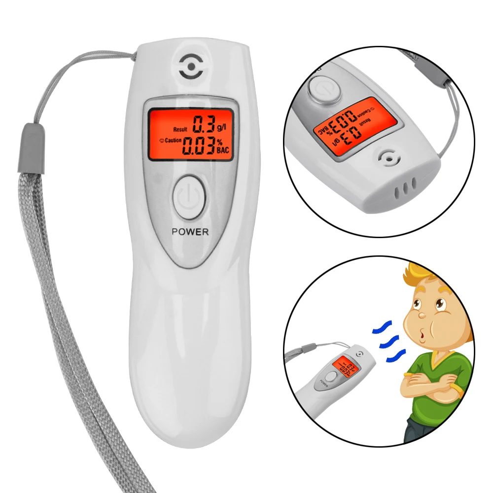 جهاز اختبار شرب الكحوليات الرقمي لشاشة الكحوليات LCD لسلامة السيارة جهاز استنشاق الكحوليات محلل كاشف الكحول الرقمي المحمول باليد