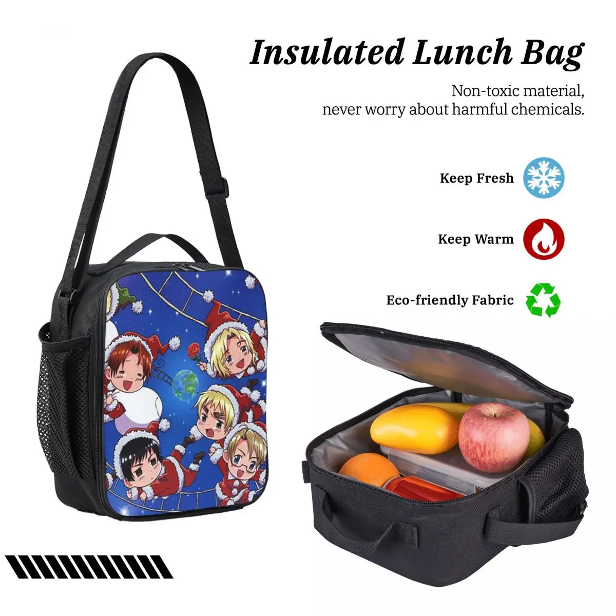 Hetalia Group World Stars Backpack Boys Girls BookBag School Bag Computer Shoulder Bags 3ps Insulated Lunch Bag Pencil Case