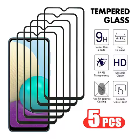 5Pcs Tempered Glass For Samsung Galaxy A02 A12 A22 A32 A42 A52 A72 4G5G Transparent For Samsung A02s Screen Protector Glass Film