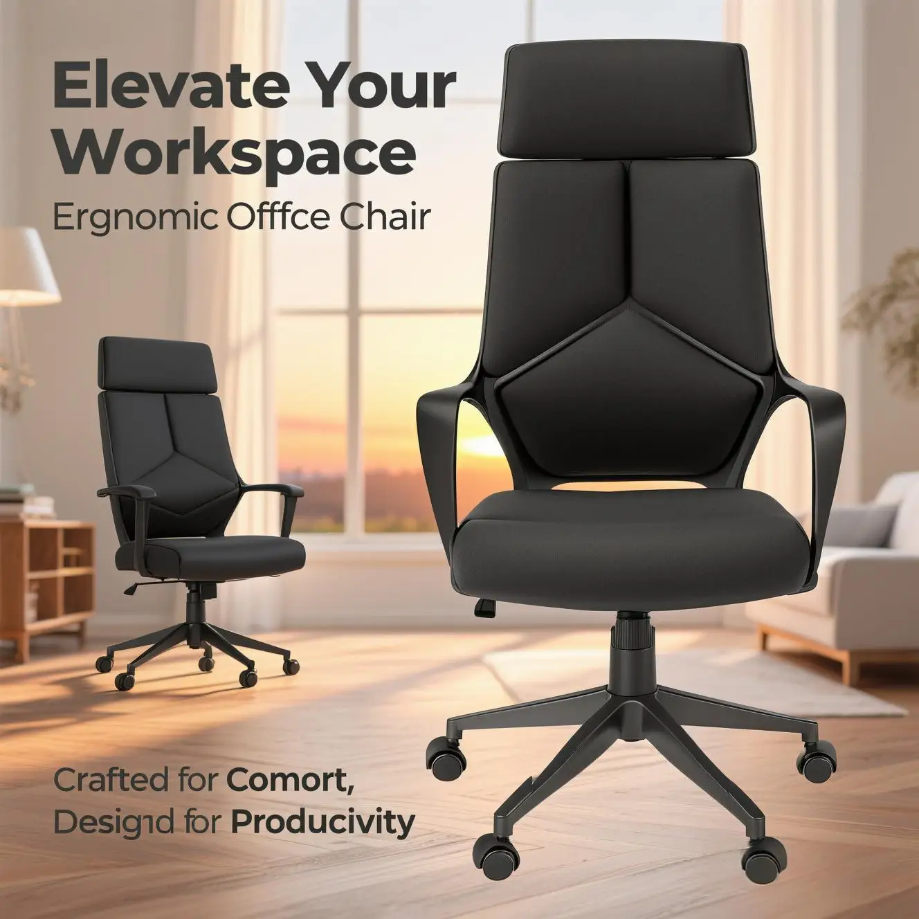 Contemporary, modern office chairs, ergonomic, height adjustable, rotatable, armrests, computer desk, work chair