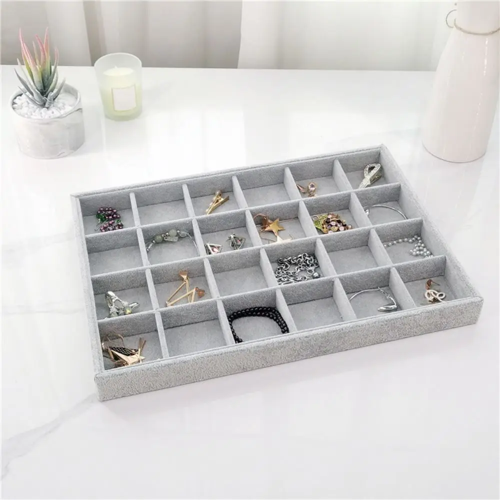 

Деревянный бархатный лоток для украшений, вместительный органайзер для хранения ожерелий и ювелирных изделий, модный держатель для демонстрации украшений, для продавцов ювелирных изделий