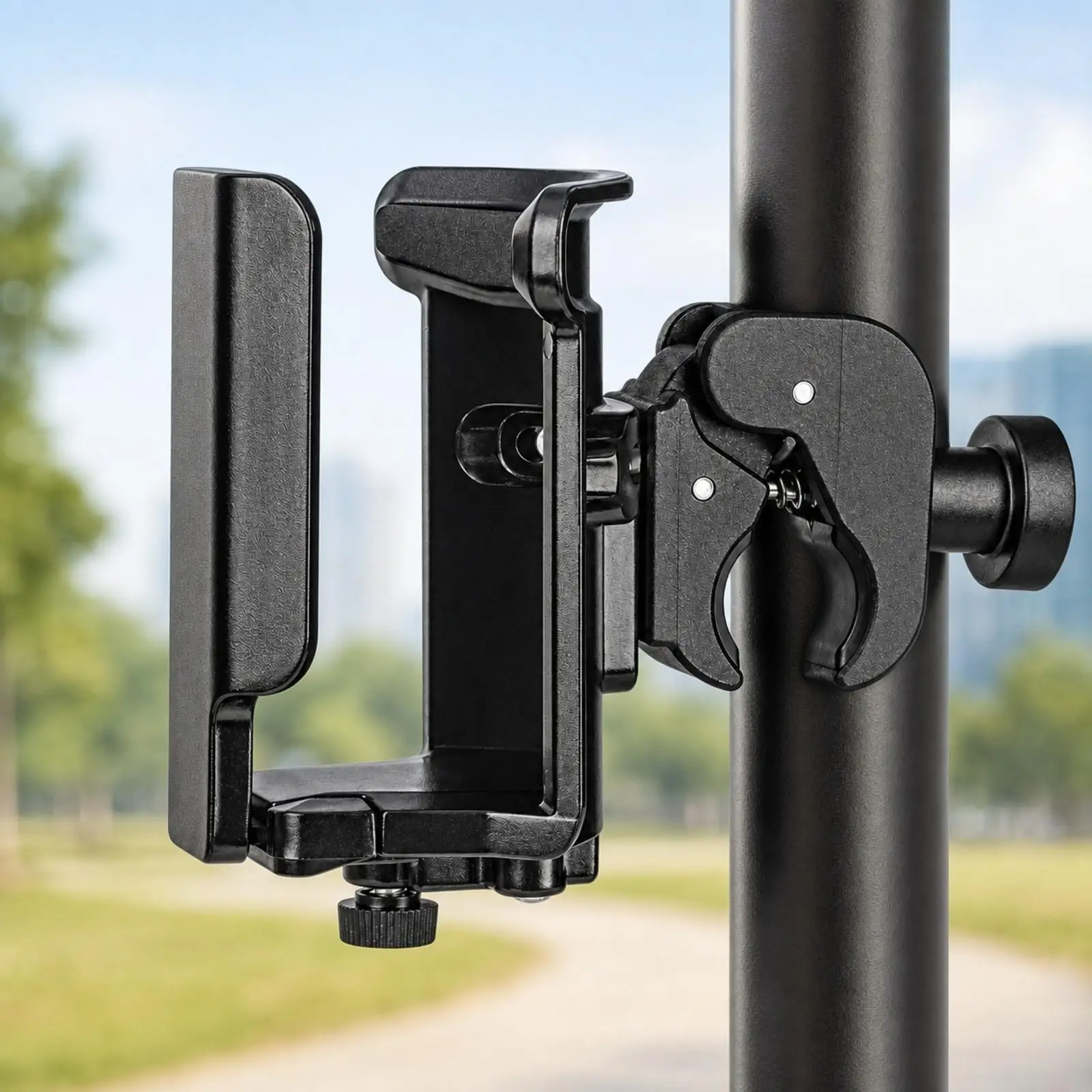 Motorcycle Cup-Holder Bracket Supportive Beverage Holder with Adjustable Mounting Interface Molded for Commuting, Everyday