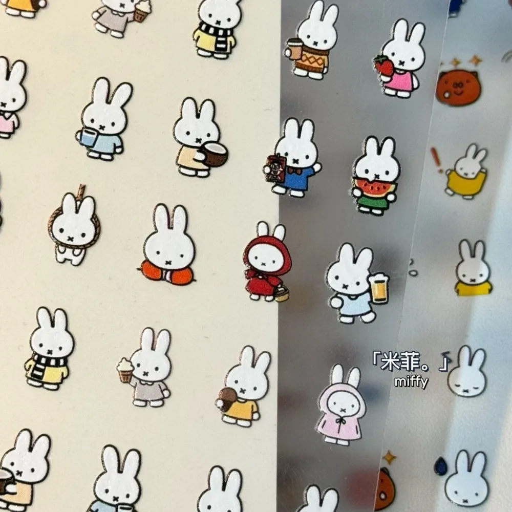Kawaii Miffy Cute Embossed 3D Waterproof Stickers Nail Stickers Water Bottles Tablets DIY Decorative Stickers Gift Toy for Girl - view 3