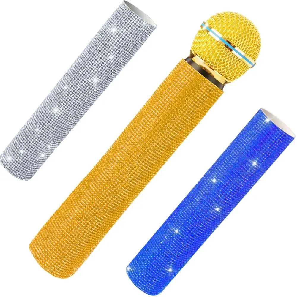 

Microphone Sleeve for Universal Wireless Mic Handheld, Golden Glitter Silver for Disco, Stage, Party, TV Show