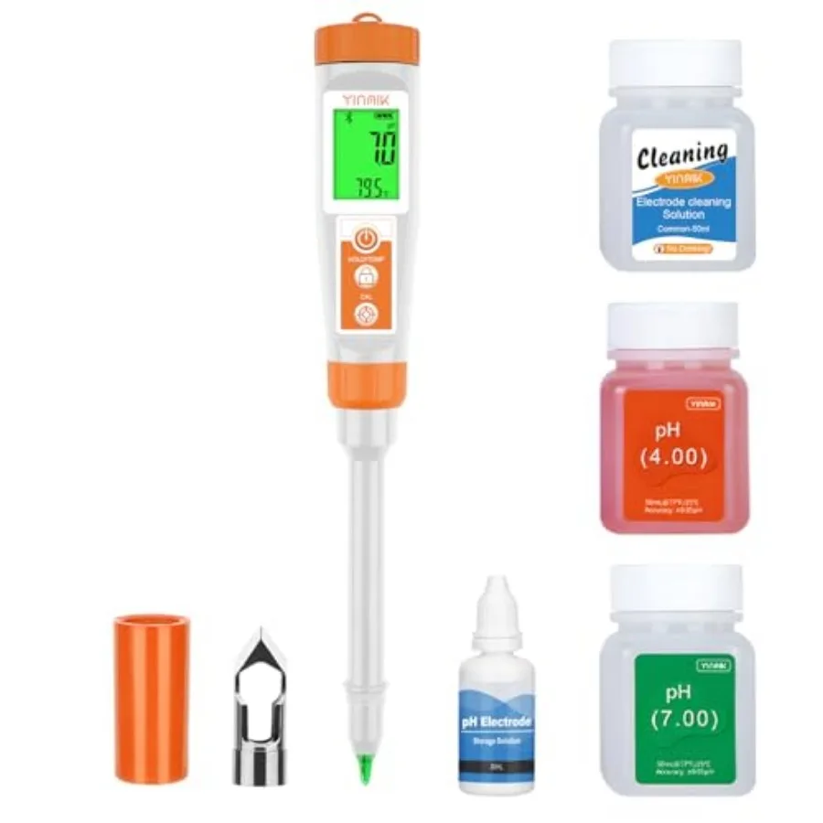 

Smart pH Meter for Food - Digital pH Tester with All Accessories YINMIK Lab pH Meter pH Thermometer for Food Professional pH Re