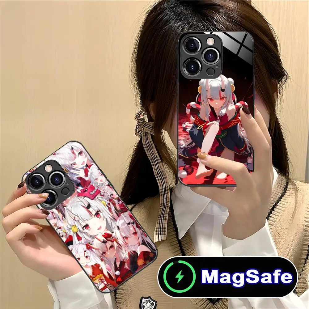 

Holo Nakiri Ayame Glass MagSafe Mobile Phone Case for iPhone 17 16 15 14 13 12 11 Air Pro Max Plus Mini Colorful Cover