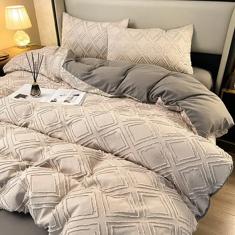 

Bedding Set King Size Gray Color Bed Sheet Sets funda nordica cama Bed Linen Euro Geometric Beds