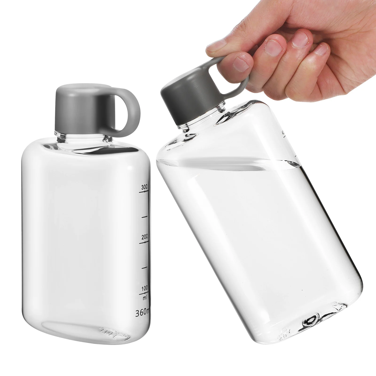 

Yardwe Flat Portable Travel Mug 2 Pcs Lightweight Water Bottle 360ml 500ml