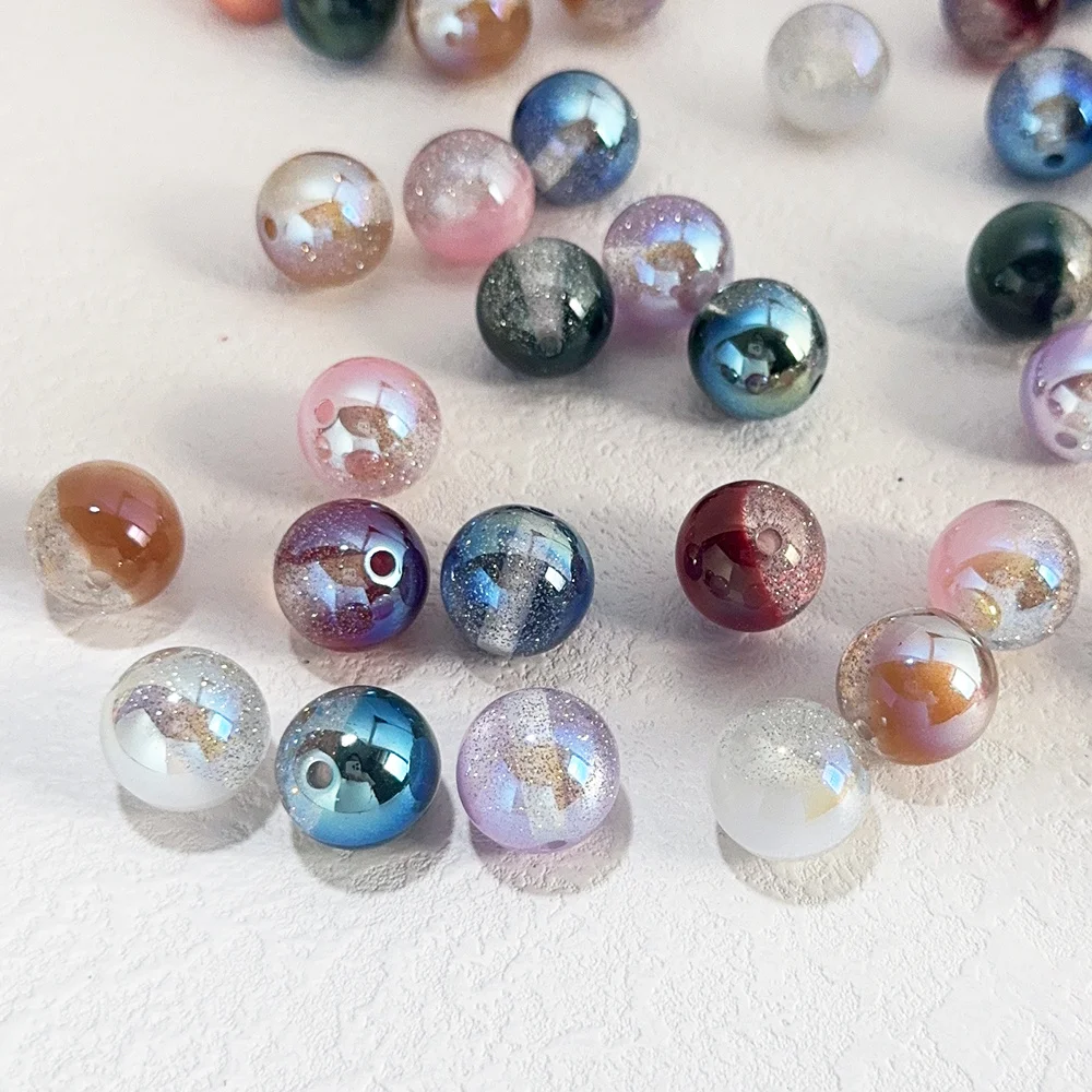 Сердечный дизайн 100 шт. 16*16 мм DIY бусины/блестящий порошок с эффектом Авроры/ручная работа/ювелирные аксессуары/круглая форма/смола # 18288
