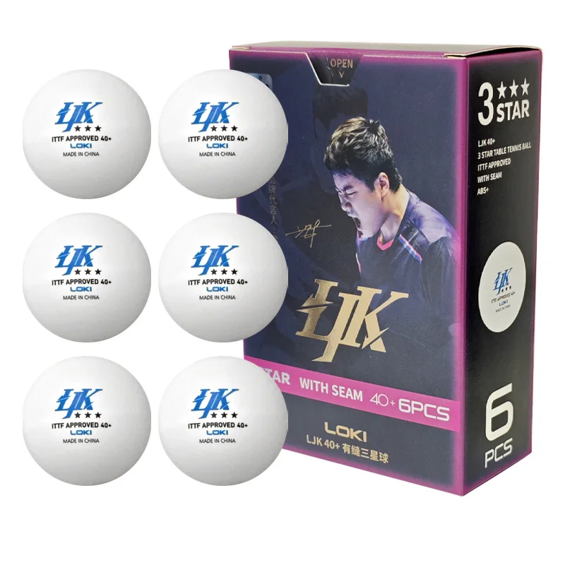 LOKI LJK 40 + balles de Tennis de Table 3 étoiles ABS balles de Ping-Pong approuvées ITTF durables meilleure rondeur rebond 6 pièces Pack