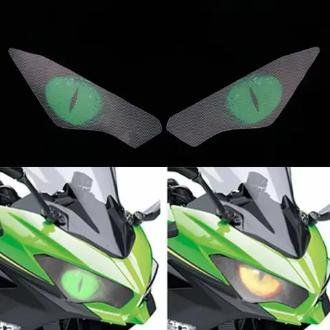 오토바이 액세서리 NINJA400 NINJA 400 2018-2023 용 3D 프론트 페어링 헤드 라이트 스티커 가드 스티커