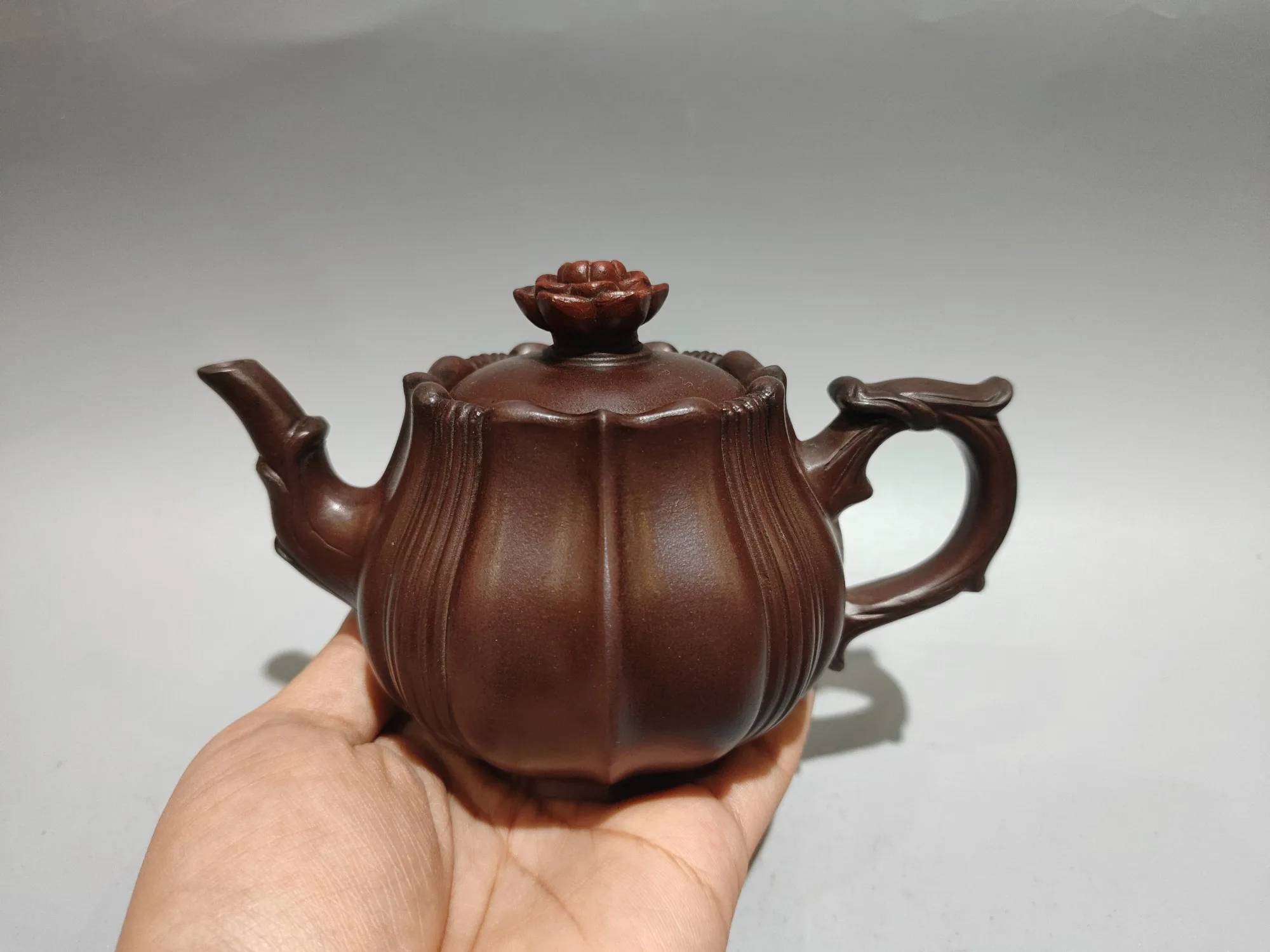 Yixing Purple Clay Pot Flowers blossom and wealth flourishes Flower shaped pot Dragon handle pot kettle teapot Tea Charm