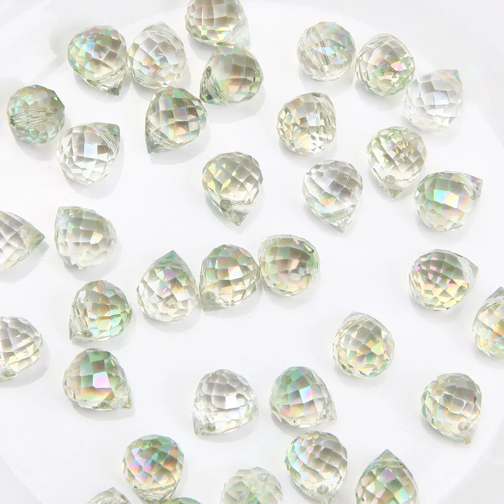 20PCS 8*10mm Faceted Shine Droplet Shape Glass Crystal Necklace Pendant Charms for Jewelry Making Bracelets Diy Accessories