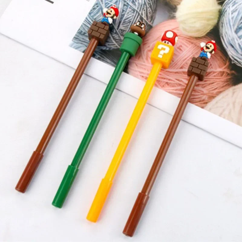 Super Mario Bros Black Ink Neutral Pen 0.5mm Gel Pen Cartoon Student School Supplies Stationery Pens Children's Gift