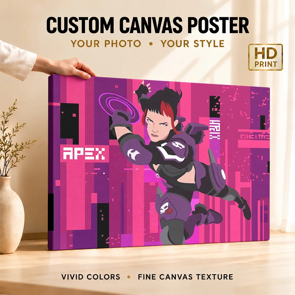 Apex Legends Loba Game Wood Framed Canvas Poster Customized Photo Retro Pixel Illustration Wall Art For Bedroom Collector Gift
