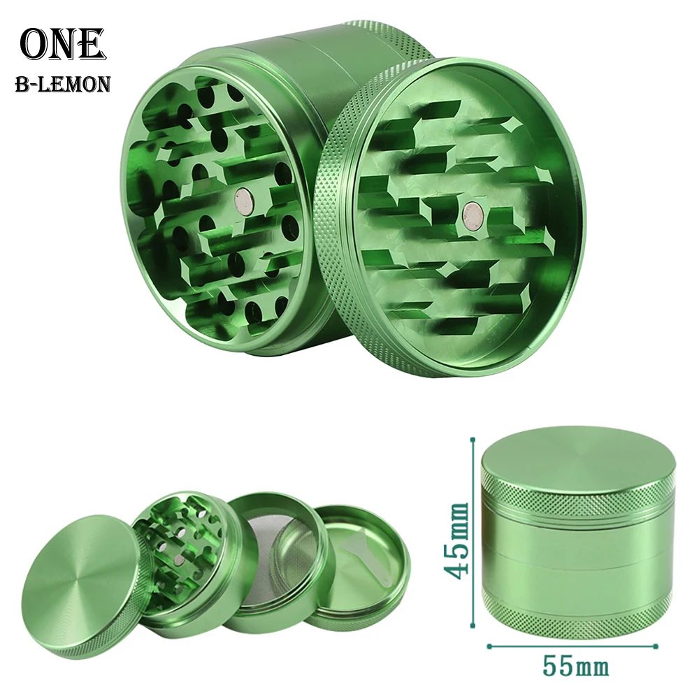 55mm Al Alloy Herb Grinders Durable Herb-medicine Mills 4-layers Spice Kibbler Smoking Accessories for Smoker Holiday Gifts