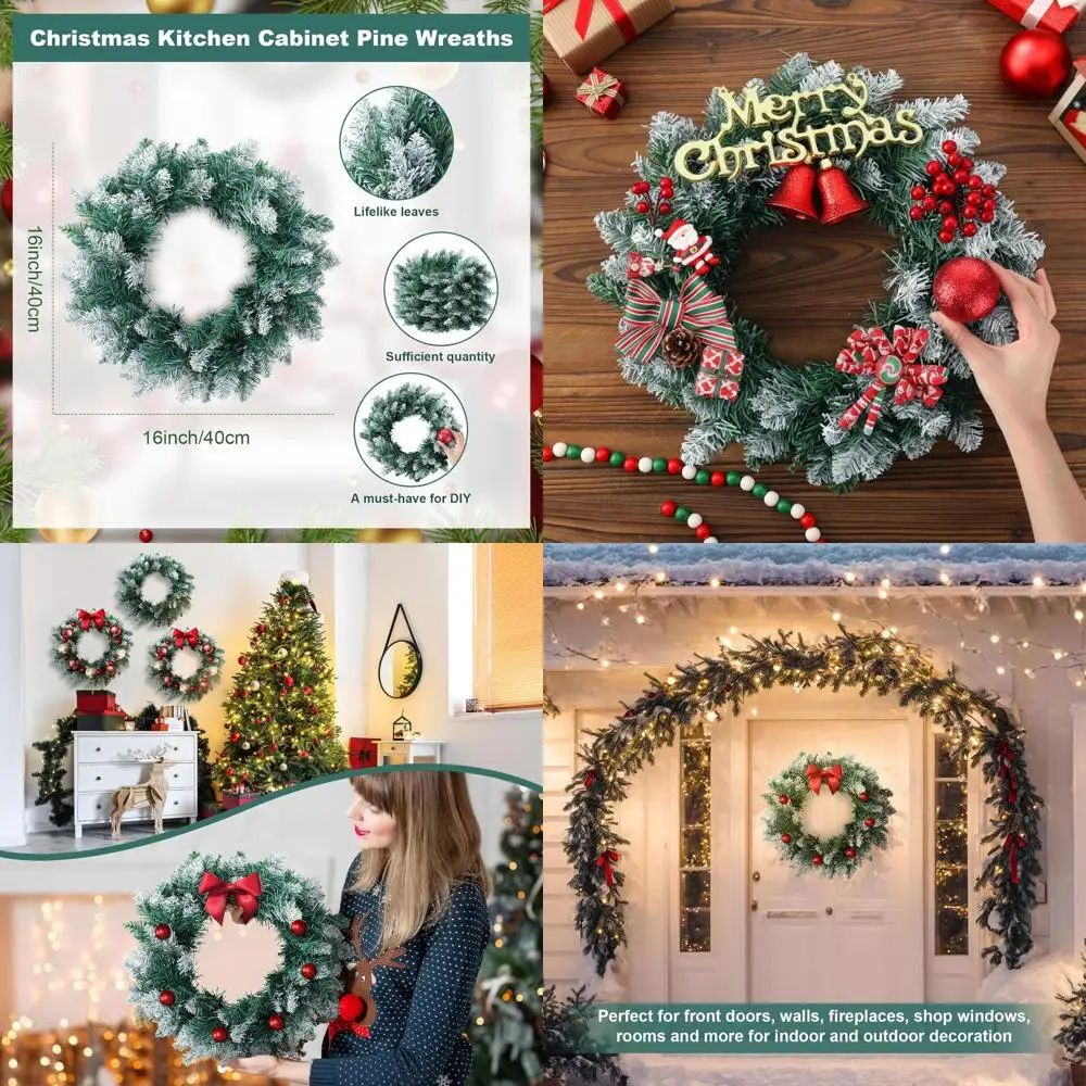 

Artificial Green Faux Pine Wreaths, 12 Pack, 16 Inch, DIY Christmas Decor for Kitchen, Windows, Doors, Chairs, Farmhouse Style X