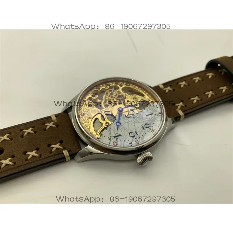 Hollow-out Manual Mechanical Watch, Personalized Ceramic Ice Crack Dial Men's Watch