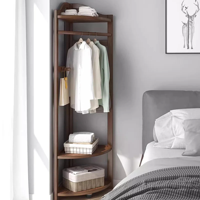 Storage Clothes Coat Racks Space Saving Organizer Wooden Open Rail Coat Racks Nordic Corner Shelf Arara De Roupa Home Furniture