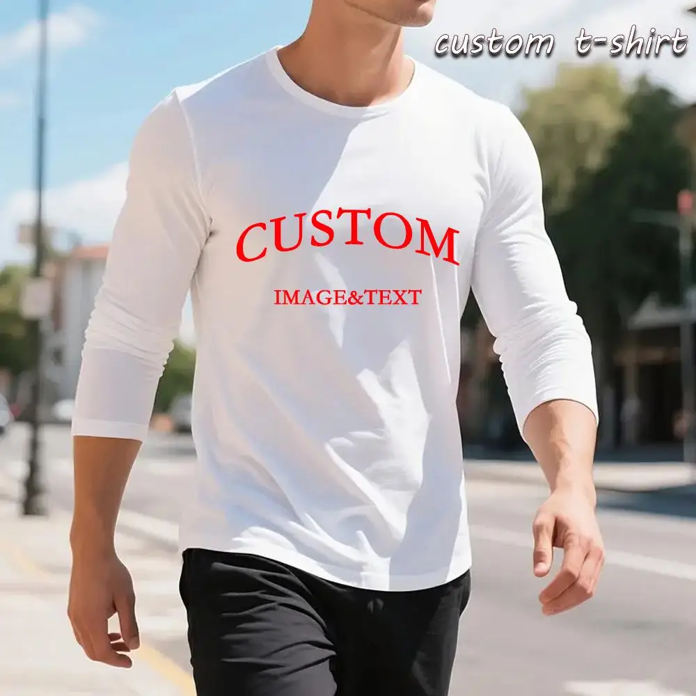 3D Printing DIY Personalized Long Sleeve T-shirts Men's Casual Breathable Quick-Drying Tops Custom Your Own Design T Shirt