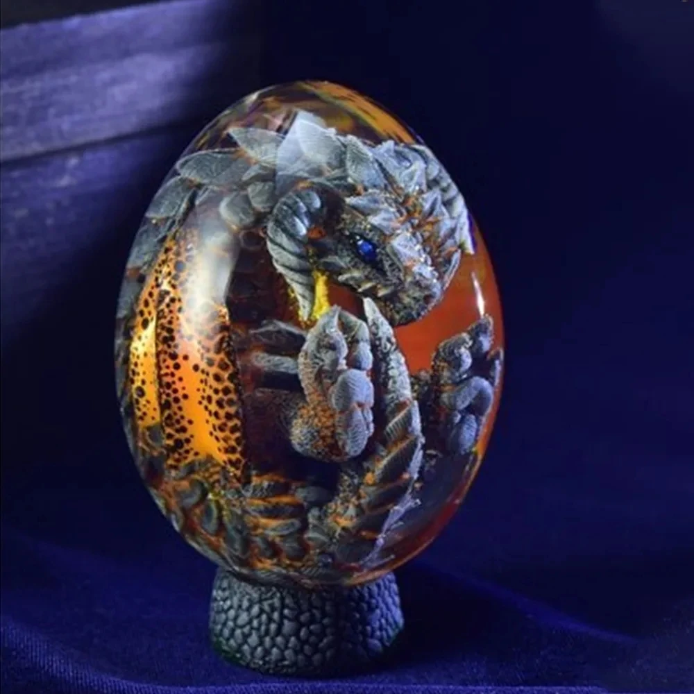 New Lava Dragon Egg Resin Statue Ornamental Dinosaur Eggs Sculpture Crystal Gemstone Souvenir Home Decor Collection Kid Gift Toy