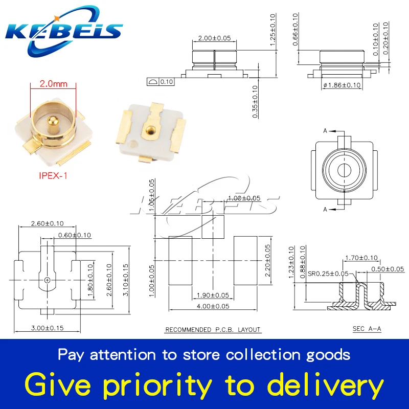 10/20/50Pcs U.FL-R-SMT UFL IPX/IPX1 Board SMT Connection PCB Board RF Coaxial Connectors SMD IPX Male Socket Antenna Pedestal