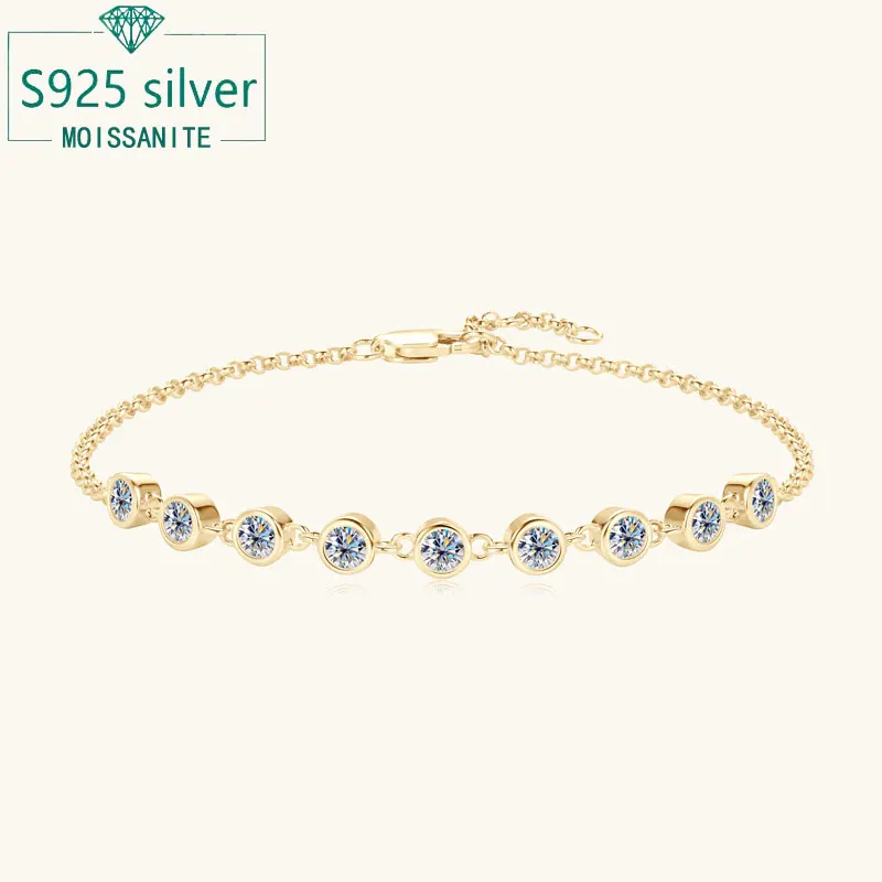

0.9ct moissanite S925 Sterling Silver Bracelet Moissanite Simple Women's Bracelet Valentine's Day gift Mother's Day gift