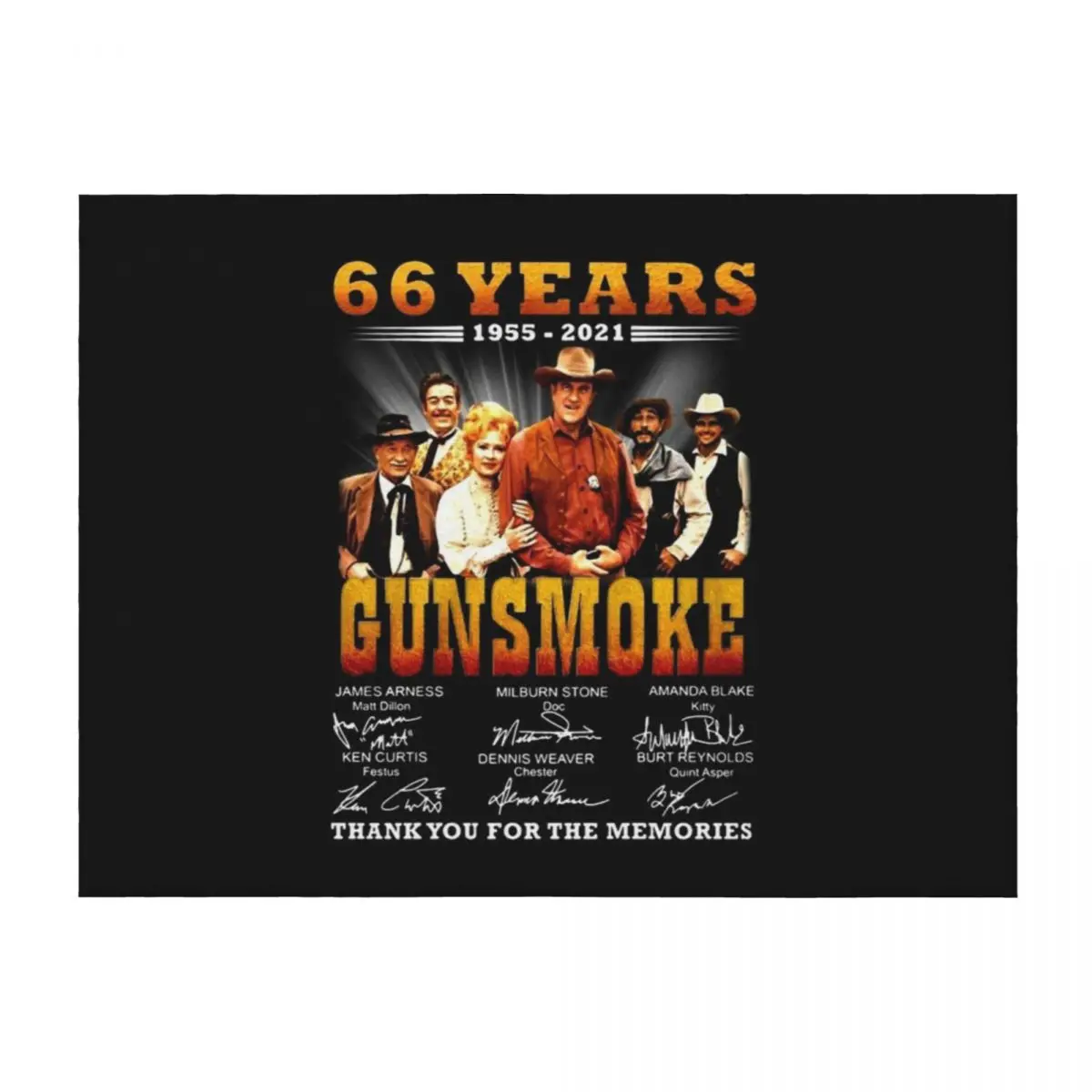 

66 Years 1955 - 2021 Gunsmoke Throw Blanket Designers Single Furrys Multi-Purpose Blankets