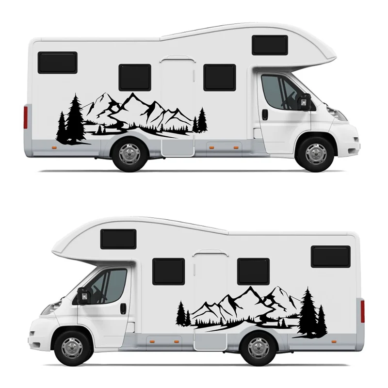 

Innovative RV Motorhome Side Body Sticker DIY Large Mountain Tree Decal Sticker Decoration For Car Caravan Trailer