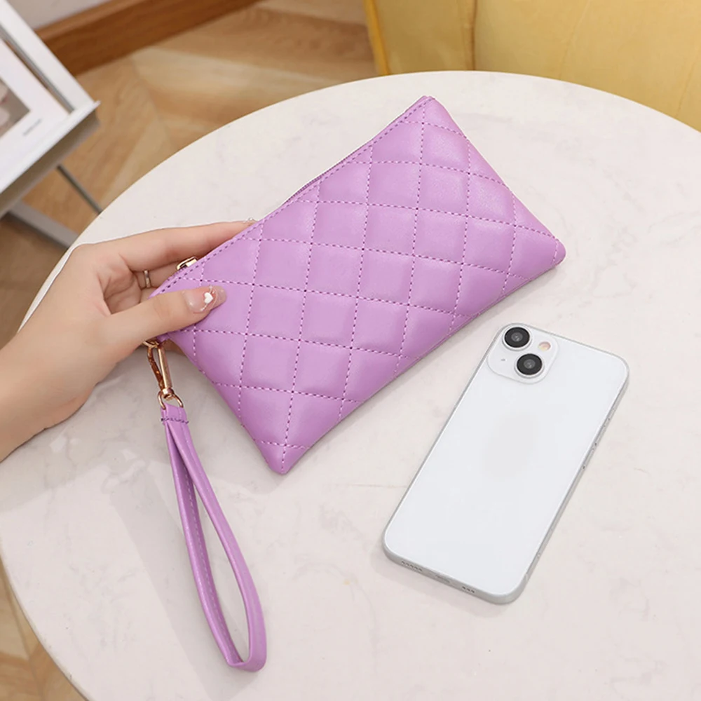 Wallet For Women Embroidery Coin Purse New Fashion Small Wrist Bag High-quality PU Coin Wallet Zipper Closure Candy Colors