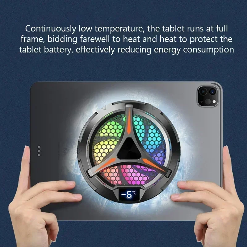 X42 Magnetic Semiconductor Type-C System PUBG Game Cooler with LED Display Cooling Fan Radiator for IPad Tablets Cool Heat Sink